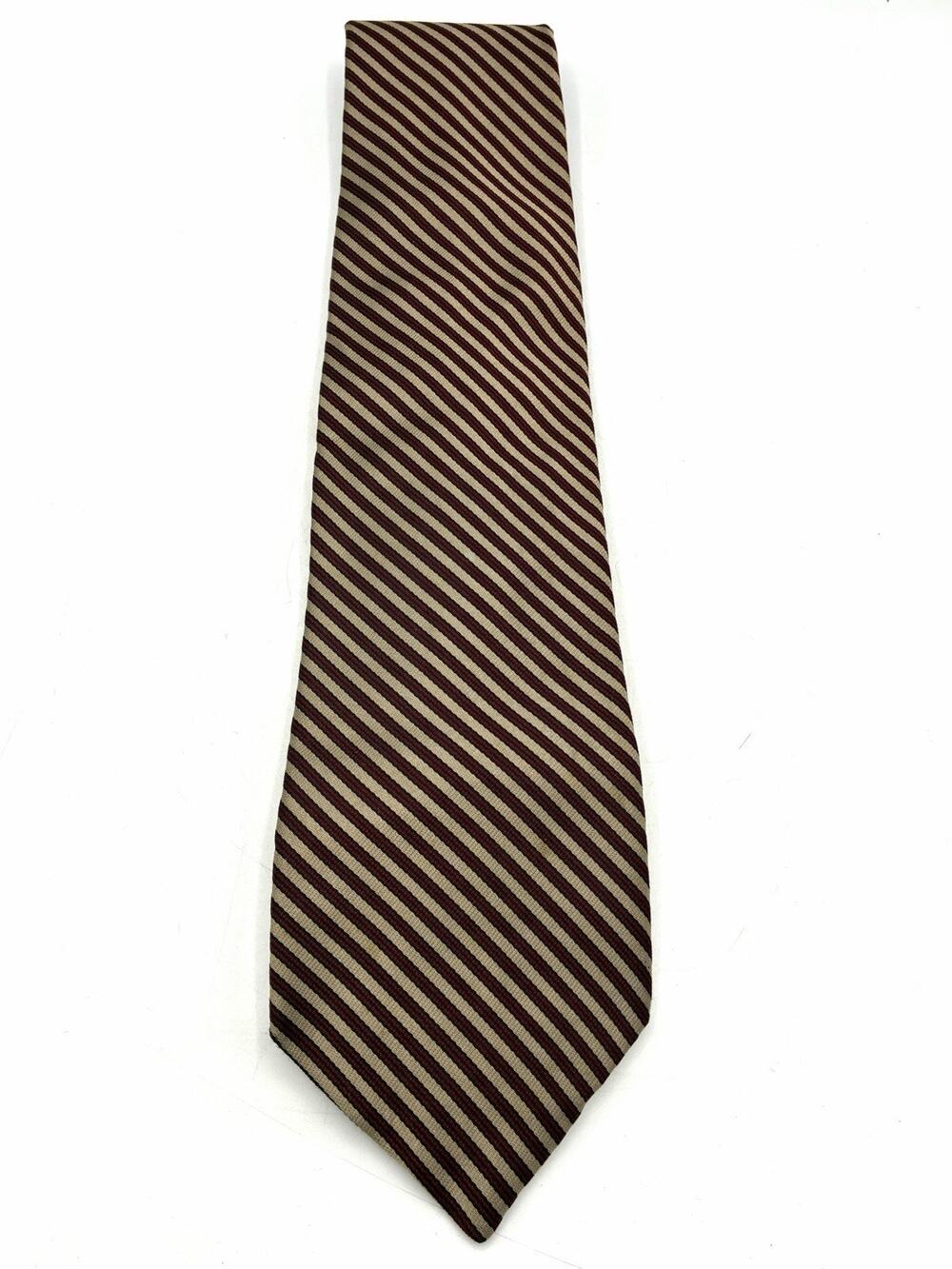Bert Pulitzer Vintage Silk Tie Sold at Higbee’s Cleveland Repp Stripe Tan